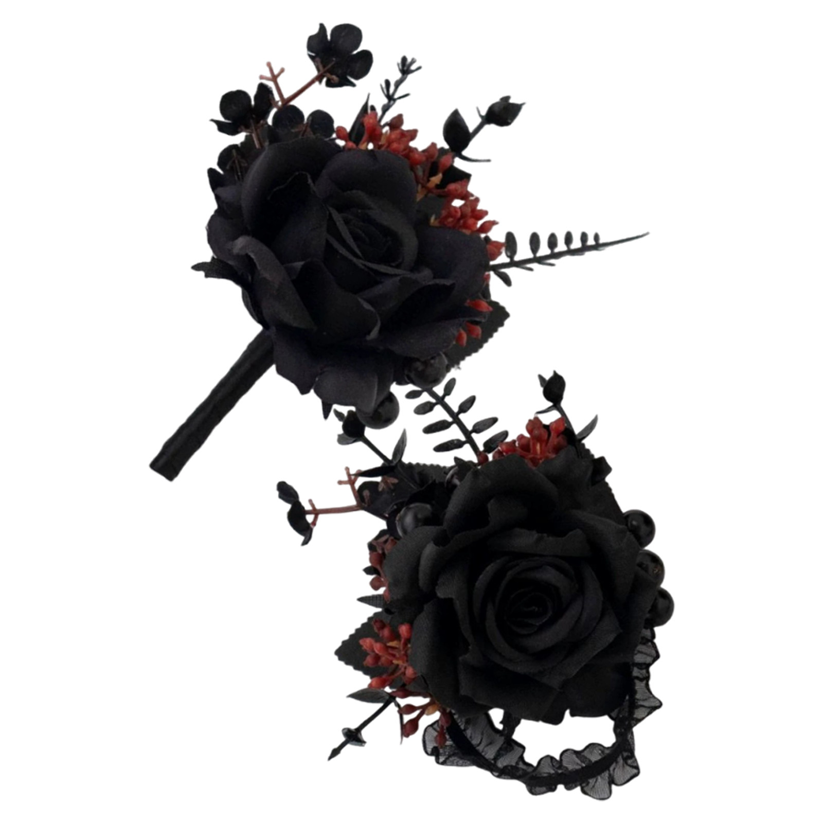 1Set Black Rose Wrist Corsage  - Men'S Victorian Accessories ulasan dan harga