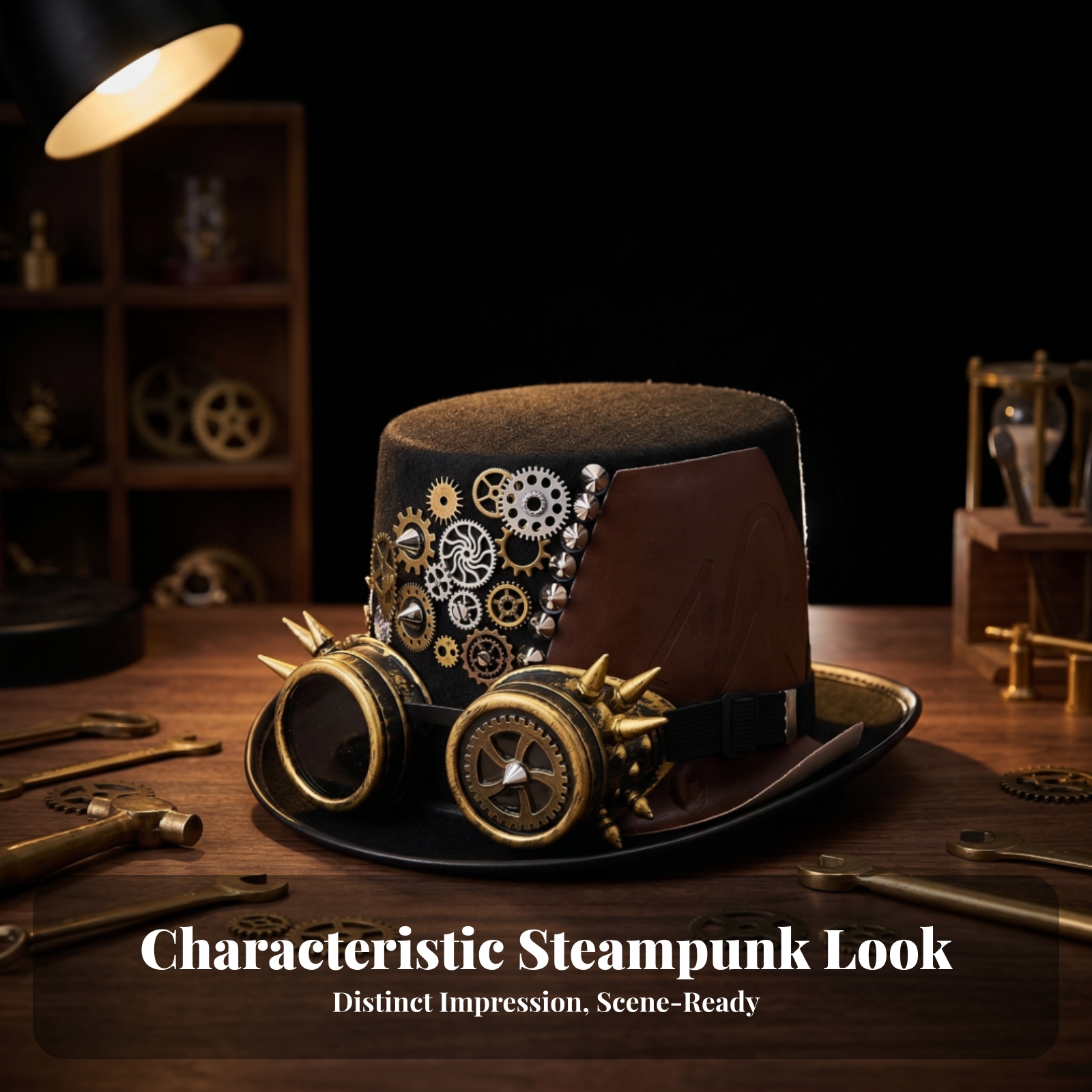 Steampunk Hat with Goggles Adj - Men'S Victorian Accessories ulasan dan harga